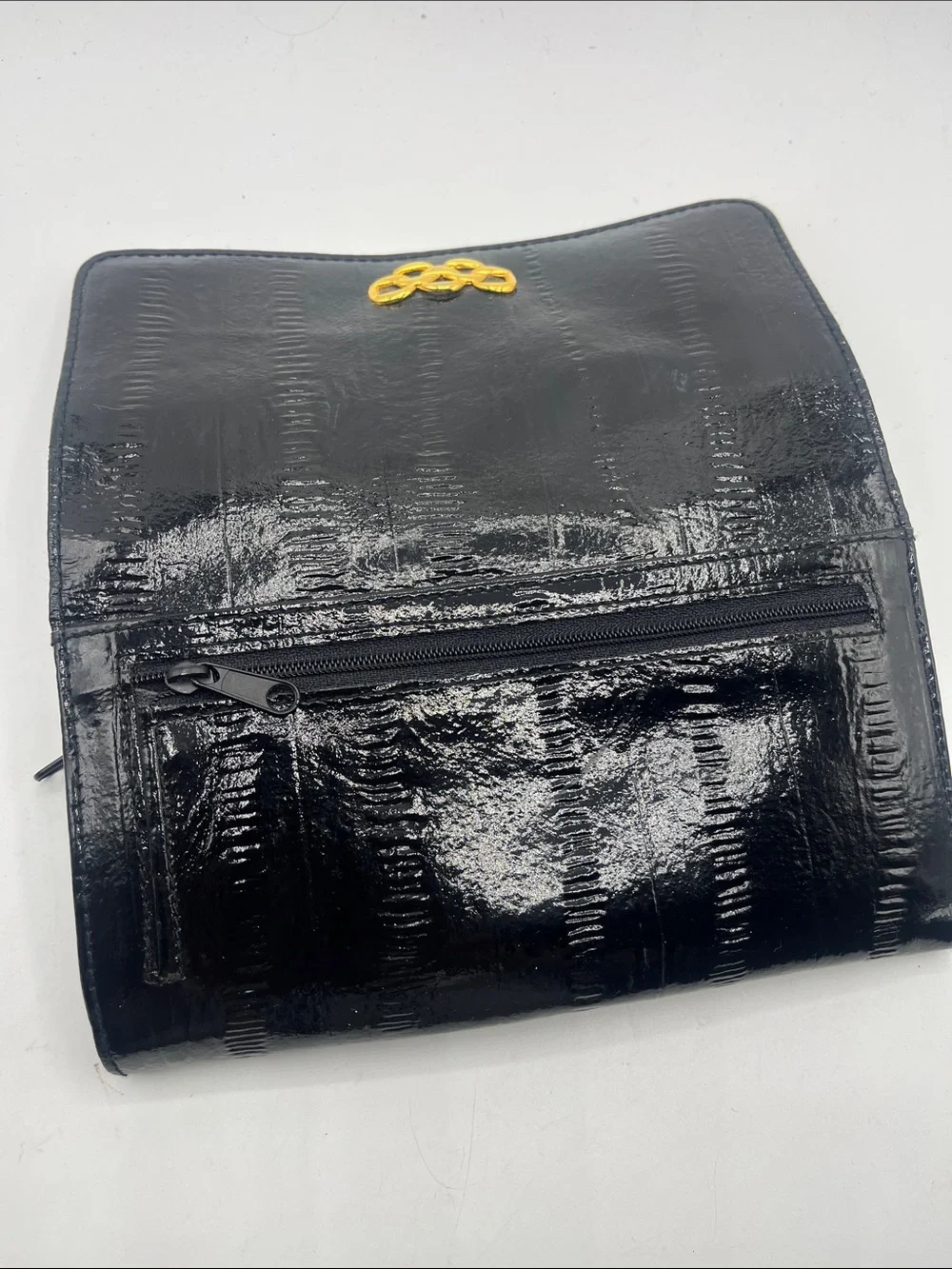 Black Eel skin Chain Accent Women’s Wallet